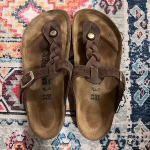 Birkenstock Brown Leather Braided Sandals - worn 2 times